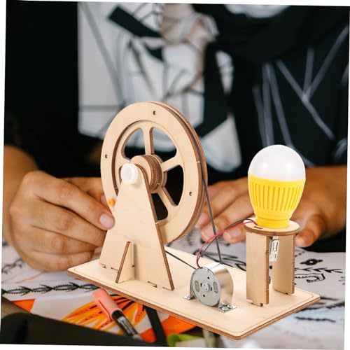 GLSTOY 1Satz DIY Handgenerator Kit für Hölzerner Stromgenerator zum Selbstbauen Lernspielzeug für Experimente Physik Fördert Kreativität und Praktische Fähigkeiten für Jungen von GLSTOY