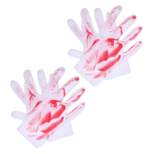 GLSTOY 2 Paare Blutige Handschuhe Deko Halloween Gruselige Requisiten für Haunted House Party Horrordeko Prank Zubehör Unisex Einheitsgröße von GLSTOY