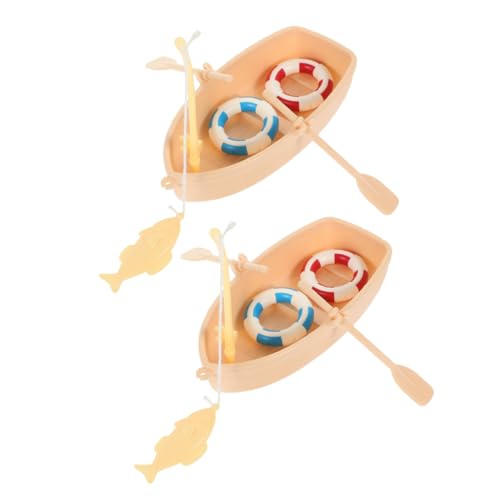 GLSTOY 2 Sets Simuliertes Fischerboot, Modellboot, Kanu, Bastelspielzeug, Mini Hauszubehör, Miniatur Ornament, Strandboot Spielzeug, Mini Ornament Im Strandstil, Miniatur Boot, von GLSTOY