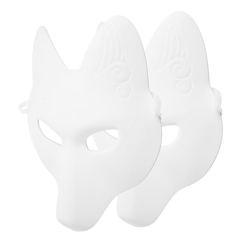 GLSTOY 2 Stück DIY Fuchsmaske Halloween Blankomaske Halloween Partyzubehör Damen Tiermaske Blankomasken Zum Dekorieren Unbemalte Blankomaske Maskenballmaske Für Männer DIY Schwarze Maske von GLSTOY