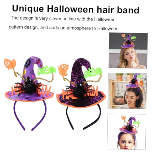 GLSTOY 2 Stück Halloween Haarreif Spider Hexenhut Haarschmuck Party Zubehör für Karneval Fasching und Mottoparty Dekoratives Halloween Deko Haarband mit Spinnennetz Design von GLSTOY