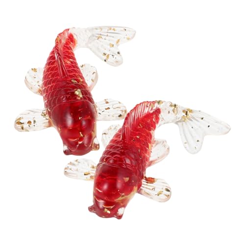 GLSTOY 2 Stück Handgefertigte Kristall Koi Fisch Deko Kleine Glücksbringer aus Glas Stilvolle Tischornamente mit Lichtreflexion Langlebige Sammlerfiguren für Wohn und Arbeitsbereich von GLSTOY