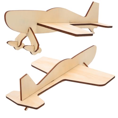 GLSTOY 2 Stück Holz DIY Flugzeug Modell Bausatz Puzzle zum Bauen Fördert Kreativität und Feinmotorik für Jungen Mädchen Geburtstag Weihnachten von GLSTOY