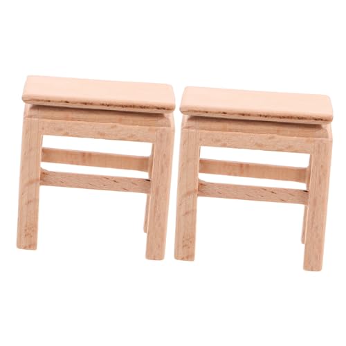 GLSTOY 2 Pcs Puppenhaus Miniatur Hocker Realistische Mini Holz Stuhl Für Puppenhaus Dekorationen von GLSTOY