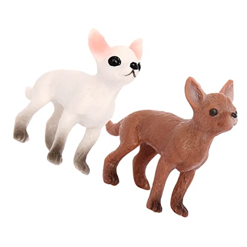 GLSTOY 2 Stück Mini Chihuahua Hundemodelle Realistisch Detailreiche Miniatur Hundespielzeuge für Tragbare Tischdekoration Fördert Kreativität und Konzentration Sicher und Langlebig von GLSTOY