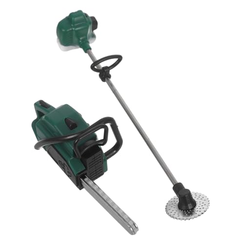 GLSTOY 2 Stück Mini Gartenwerkzeug Teiliges Miniatur Motorsäge und Rasenmäher aus PVC Detailgetreue Puppenhaus Gartendekoration Robust Kompakt für Spiel und Outdoor von GLSTOY