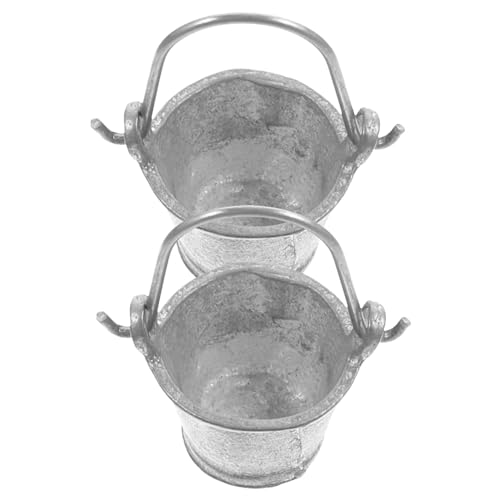 GLSTOY 2 Stück Mini Küchenbedarf, Miniatur Hauszubehör, Miniatur Behälter, Miniatur Gartenzubehör, Miniatur Eimer, Mini Hausmodelle, Miniatur Spielzeug, Mini Fass, Mini Halter von GLSTOY