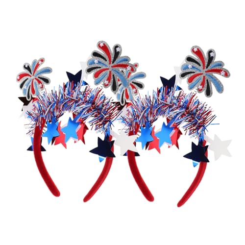 GLSTOY 2 Stück Teiliges Amerikanisches Flaggen-stirnband für Damen Patriotisches Haarband in Rot-weiß-blau mit Feuerwerksdesign für Unabhängigkeitsfest und Memorial Day Feierlichkeiten von GLSTOY