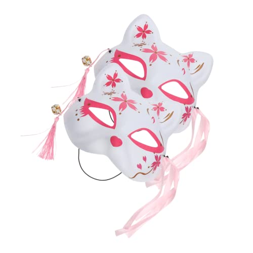 GLSTOY 2 Stück Teiliges Halbgesichts-masken Cosplay Fuchsmaske Sakura-design Halloween Karneval Party Requisiten für Erwachsene und Frauen von GLSTOY