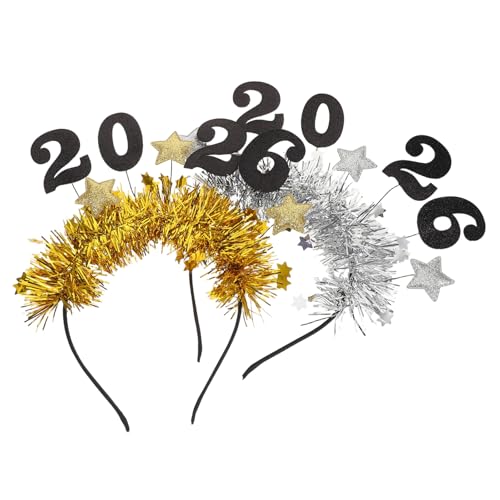 GLSTOY 2stücke Neujahrs-stirnbänder Glitzernder Stern-haarreif Kopfschmuck Für Mottopartys Festivitäten-zubehör Für Erwachsene von GLSTOY