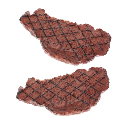 GLSTOY 2Stücke Künstliche Steak Modelle Realistisches Kochspielzeug für Kinder Dekorative Lebensmittel Requisiten Kunststoff Material für Partys und Fotoshootings von GLSTOY