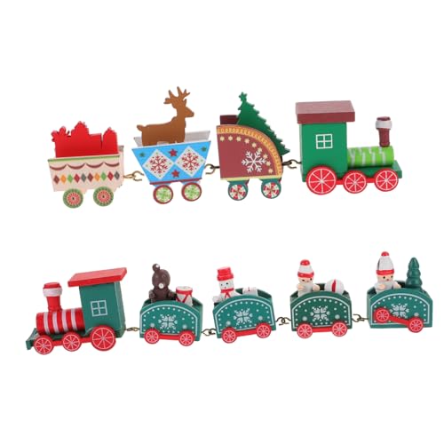 GLSTOY Weihnachtsspielzeug Weinachten Deko Set Weihnachtszug Dekoration Holzspielzeuge Für Tischdeko Und Weihnachtsfest Ideales Für Die Festliche von GLSTOY
