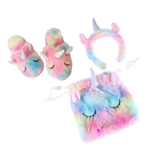 GLSTOY 3 Stück 1 Satz Einhorn seidenband Ripsband Hair-Band säckchen niedertreter Hausschuhe Offroad-Handtaschen Grillzubehör Plane neuartiges Stirnband Bunte Tasche mit Kordelzug Plüsch von GLSTOY