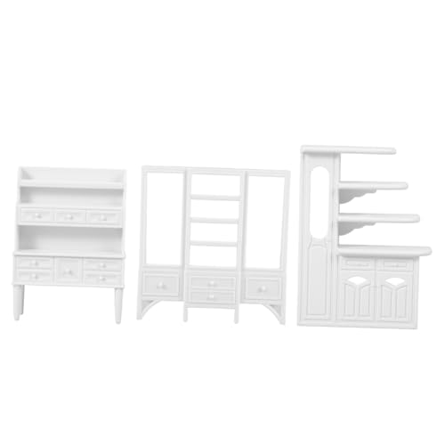 GLSTOY 3 Stück Miniaturmöbel Puppenhauszubehör Puppenhausschrank Modell Puppenhauszubehör Rollenspiel Kleines Hausdekor Möbelmodell Minimöbel Schmuck Vitrine von GLSTOY