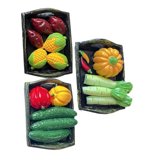 GLSTOY 3 Stück Simuliertes Gemüse Simulations Gemüsekorb Modell Mini Verzierungen Mini Gemüse Mini Gemüse Miniatur Korb Modell Bezaubernder Miniatur Korb von GLSTOY