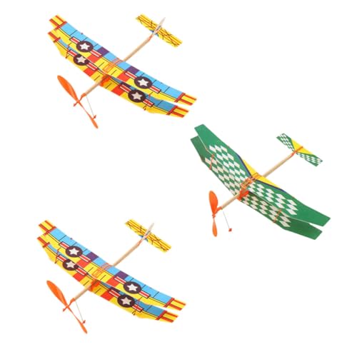 GLSTOY 3 Stück Teiliges Gummiband Ebenen Flugzeugspielzeug aus Schaumstoff Langlebig und Sicher Fördert Hand Augen koordination Outdoor Kindergeburtstag und Lernspaß von GLSTOY