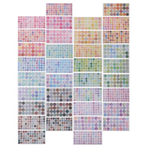 GLSTOY 36 Blatt Bunte Runde Aufkleber Selbstklebend Farbige Punktetiketten zum Beschriften Vielseitige Klebepunkte für DIY Kalender Büro Scrapbooking Ablösbar Rückstandsfrei Dekorative von GLSTOY