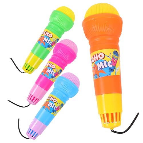 GLSTOY 4 Stück Echo Mikrofon Mittlere Bunte Kunststoff Mikrofone für Rollenspiele Bühnenauftritte und Partys Geeignet von GLSTOY