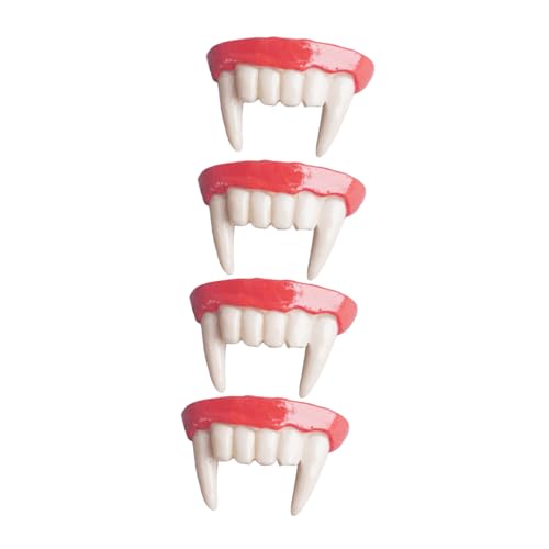 GLSTOY 4 Stück Horror Gebiss Halloween Kostümzähne Vampirzähne Für Erwachsene Kostümzähne Fangzähne Trick Or Treat Vampirzähne Für Kostüme Realistische Fangzähne von GLSTOY