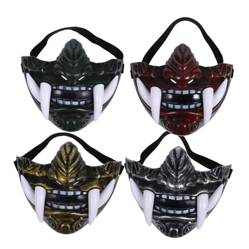 GLSTOY 4 Stück Monstermaske, Japanische Frauenmaske, Partymaske, Gebrauchte Maske, Japanische Dramamaske, Partymaske, Requisite, Wiederverwendbare Maske, Cosplay Kostümzubehör, Lustige von GLSTOY