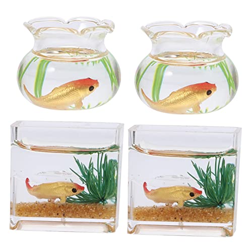 GLSTOY 4 Stück Puppenhaus Deko Miniaturfischbecken Tiny Home Accessory Realistische Details für Wohnzimmer Schlafzimmer Spielzimmer Zufällige Farbe Zufällige Farbe von GLSTOY