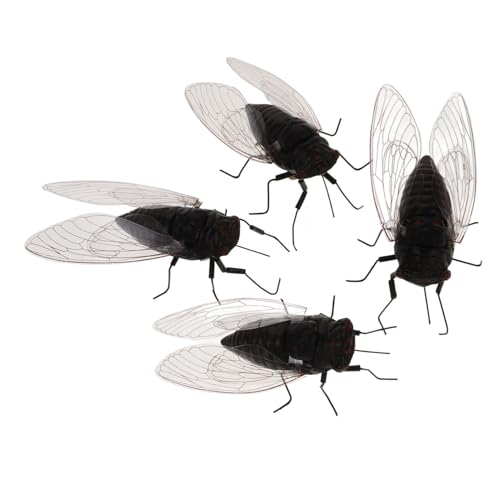 GLSTOY 4 Stück Simulierte Zikaden Tierfiguren, Zikadenförmige Spielzeugsimulation, Zikadenfigur, Kleine Schreibtischdekoration, Gefälschte Zikaden, Insektenfiguren, Zikaden von GLSTOY
