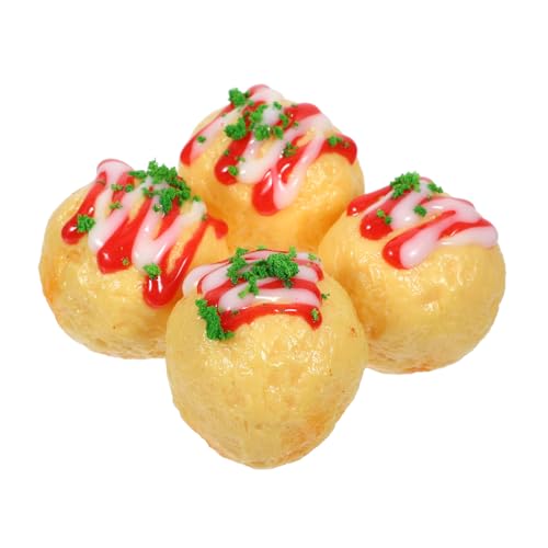 GLSTOY 4 Stück Takoyaki Modell, Winziges Essen, Mini Japanisches Essen, Puppenhaus, Mini Snack, Puppenhaus Snack, Mini Snack, Mini Japanischer Snack, Mini Hauszubehör, Mini Snack von GLSTOY