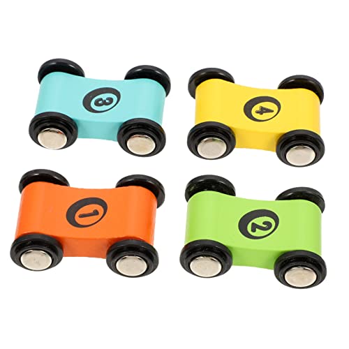 GLSTOY 4 Stück Teiliges Holz Rennwagen für Bunte Mini Autos aus Glattem Sicherem Holz Fördert Hand Auge Koordination Beobachtung und Fantasie für Gemeinsames von GLSTOY