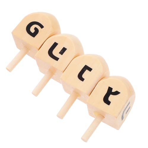 GLSTOY 4Stücke Große Handbemalte Holzdreidels für Chanukka Kreatives Bastelspielzeug aus Nachhaltigem Holz Lehrreiches für Erwachsene Partygeschenk von GLSTOY
