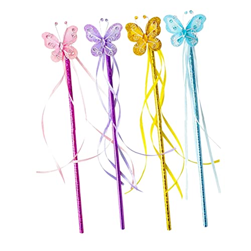 GLSTOY 4Stücke Schmetterlings Feenstäbe für Farbenfroh mit Banddesign für Partys und Bezauberndes Feenzubehör GLSTOY 4Stücke Schmetterlings Feenstäbe für Farbenfroh mit Banddesign für Partys und Bezauberndes Feenzubehör von GLSTOY