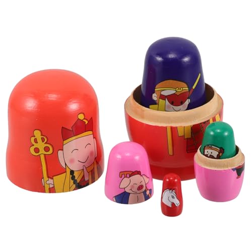 GLSTOY Sichere Stapelpuppen Aus Holz 5-teiliges Set Russische Nesting Dolls -mönch Wukong Lustiges Lernspielzeug für Kinder GLSTOY Sichere Stapelpuppen Aus Holz 5-teiliges Set Russische Nesting Dolls -mönch Wukong Lustiges Lernspielzeug für Kinder von GLSTOY