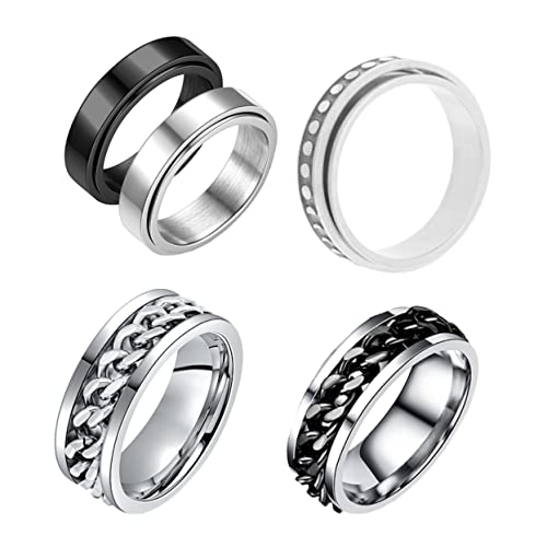 GLSTOY 5 Stück Fidget Ringe Set Aus Titanstahl Fingerdrehringe Für Stressabbau Daumenringe Für Angst Und Nervosität Ideal Für Männer Und Frauen GLSTOY 5 Stück Fidget Ringe Set Aus Titanstahl Fingerdrehringe Für Stressabbau Daumenringe Für Angst Und Nervosität Ideal Für Männer Und Frauen von GLSTOY
