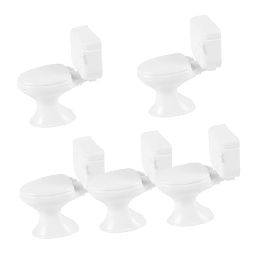 GLSTOY 5st Toilettenmodell Töpfchen-Trainings-toilettensitz Mini-toilettenspielzeug Badespielzeug Tragbares Töpfchen Mini-toilettenzubehör Toilettenkolben Toilettentopf Puppe Abs Weiß von GLSTOY
