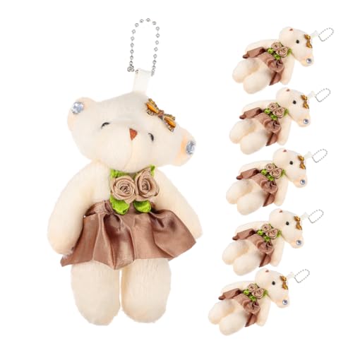 GLSTOY 6 Stück Hochzeitsbärenspielzeug Hängepuppe Hängebärenspielzeug Stoffbärenpuppe Gefüllter Kleiner Bär Multifunktionsbärenanhänger Hängende Minibärenfiguren Bärenornamentspielzeug von GLSTOY