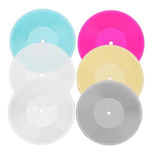 GLSTOY 6 Stück Mini Schallplattenmodell, Miniatursachen, Schreibtisch, Mini Hausdekor, Miniatur Schallplatten Requisite, Mini Schallplatten Ornament, Miniatur Schallplatten Spielzeug, von GLSTOY