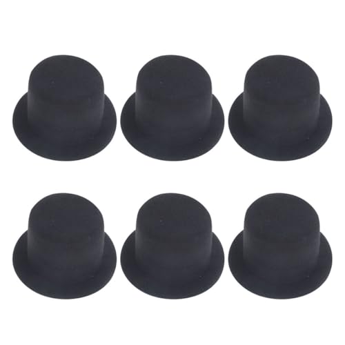 GLSTOY 6 Stück Schwarze Miniatur Hüte Mini Doll Caps aus Filz Handliche DIY Bastelaccessoires für Puppenhaus Weihnachten Partydekoration und Kreative Kunstprojekte von GLSTOY