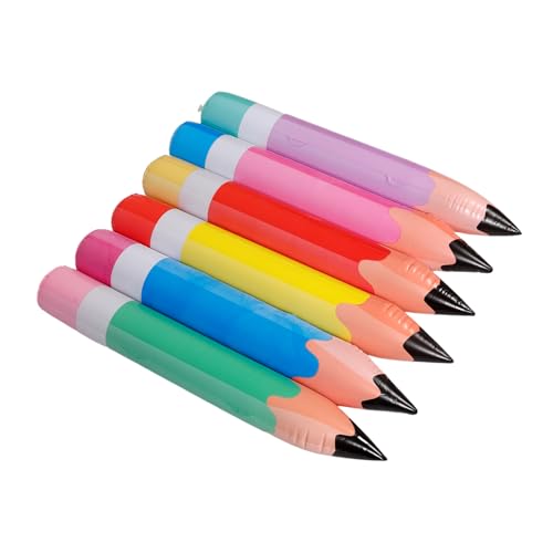 GLSTOY 6 Stück Teiliges Aufblasbare Riesen Bleistift Spielzeuge aus Robustem PVC Bunte Dekoration für Klassenzimmer Party und Fotorequisiten Reißfest Farbenfrohe Schulstart Deko von GLSTOY