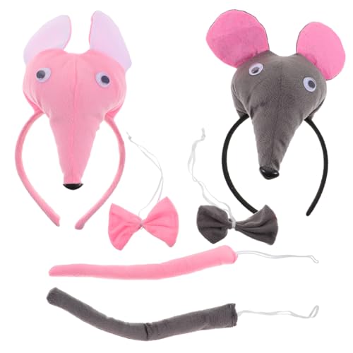 GLSTOY 6 Stück Teiliges Mausohren Haarreif Set mit Schleife und Niedliche Tierkostüm Accessoires für Karneval Halloween Mottopartys und Cosplay Leicht und Tragbar für Erwachsene von GLSTOY