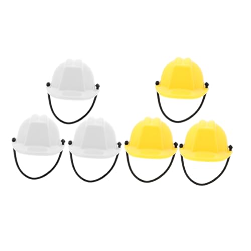 GLSTOY 6 Stück Teiliges Miniatur Sicherheitshelm Detailgetreue Miniatur Bauarbeiterhelme Puppen Dekoration Realistische Bauhelm Modelle für DIY Themenpartys und Puppenhäuser von GLSTOY