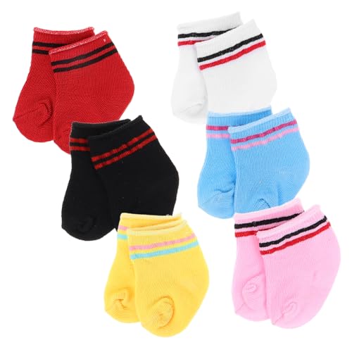 GLSTOY 6Paare Puppensocken für Mädchenpuppen Farbenfrohes Puppenzubehör Weiche und Elastische Stoffgewebte für Miniaturpuppenbekleidung für Puppenhäuser GLSTOY 6Paare Puppensocken für Mädchenpuppen Farbenfrohes Puppenzubehör Weiche und Elastische Stoffgewebte für Miniaturpuppenbekleidung für Puppenhäuser von GLSTOY