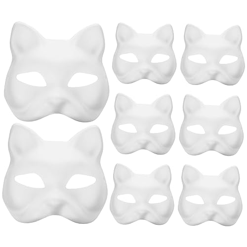 GLSTOY Katzenmaske Weißes Tiermasken-set 8-teilig Bemalbare Masken Für Party-auftritt von GLSTOY
