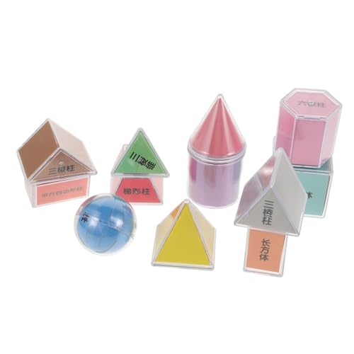 GLSTOY Robuste 3D-geometriemodelle Für Jungen Und Mädchen 8-teiliges Set Mit Mathematischen Manipulatoren Und Geometrischen Körpern Zur Volumenmessung von GLSTOY