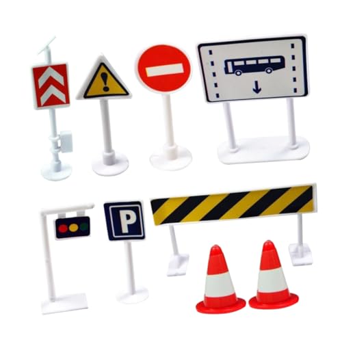 GLSTOY 9Stücke Teiliges Sicherheitsstraßenschilder für Lernspielzeug Verkehrserkennung und Sicherheitsregeln für Baustellen Szenarien und Kreative Rollenspiele von GLSTOY
