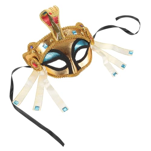 GLSTOY Ägyptische Für Damen Halbgesicht Cosplay Goldenen Perlen Für Halloween Und Kostümpartys Stilvolles Accessoire Für von GLSTOY