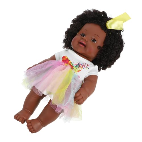 GLSTOY Babypuppe Neugeborenes Mädchen Mit Kleid Afrikanische Realistische Puppen Tutu Kleid Puppen Für Babys Spielzeugpuppe Babypuppen Schwarze Mädchenpuppe von GLSTOY