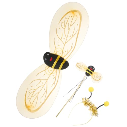 GLSTOY Bienenkostüm Set für Goldenen Flügeln Zauberstab und Haarband Niedliches Bienenförmiges Feenkostüm für Mädchenspiele und Partyspaß GLSTOY Bienenkostüm Set für Goldenen Flügeln Zauberstab und Haarband Niedliches Bienenförmiges Feenkostüm für Mädchenspiele und Partyspaß von GLSTOY