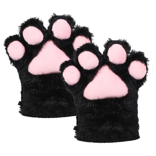 GLSTOY Katzen Handschuh Für Katzen Üsch Katzenpfoten Cosplay Tierkrallen Mittens Für Erwachsene Dekorative Fingerlose Für Halloween Karneval von GLSTOY