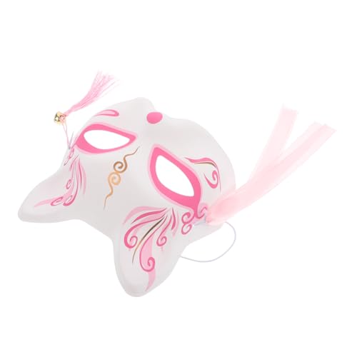 GLSTOY Halbgesichtige Fuchsmaske Für Cosplay, Authentische Japanische Kitsune-katzenmaske, Halloween-tierkostümmaske Für Karneval, Maskerade, Party-dekoration von GLSTOY