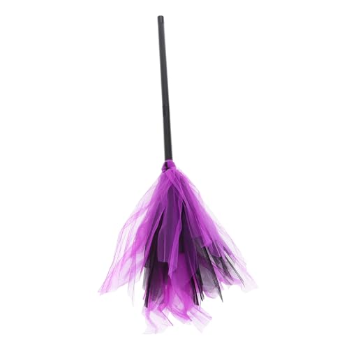 GLSTOY Halloween Hexenbesen Deko Prop Abnehmbar Stabile und Leichte Besenstiel Requisite für Halloween Party Bühnenauftritte Cosplay Fotografie und Video Farblich Violett-schwarz von GLSTOY