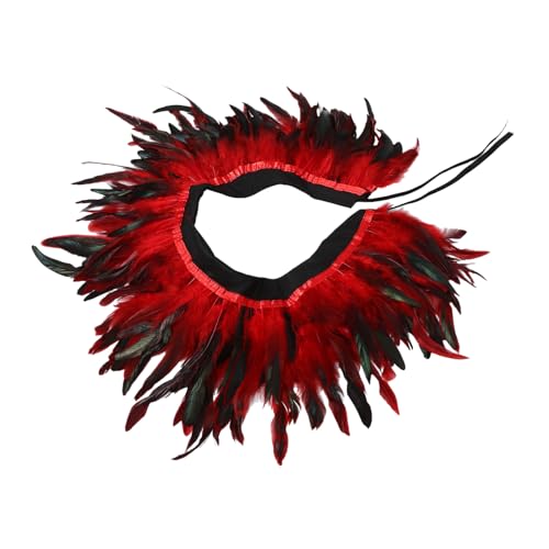 GLSTOY Edler Damen-Federschal eleganter hässlicher Umhang für Frauen roter Kragen für Halloween und Abendkleider von GLSTOY